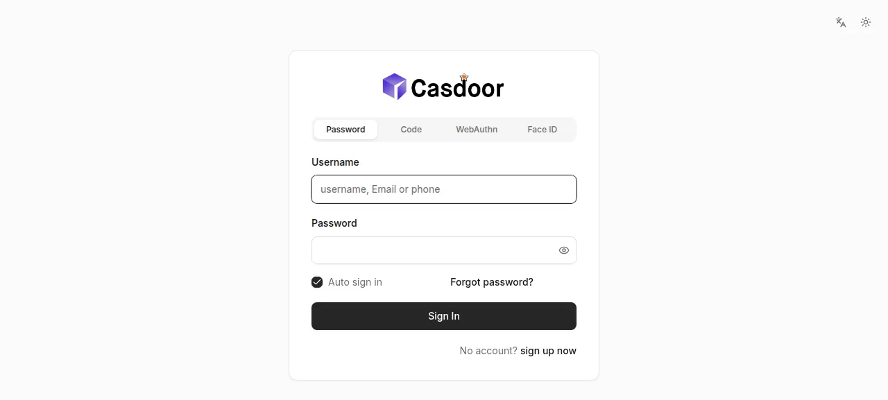 The Casdoor sign-in page