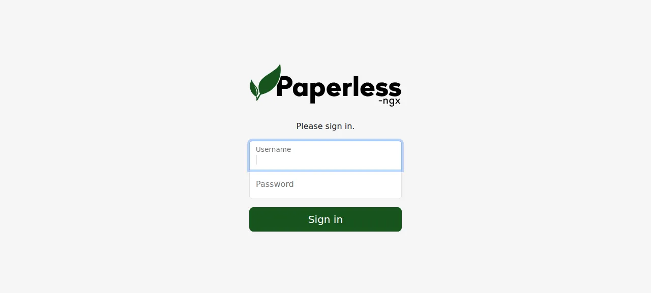 The Paperless-ngx sign-in page